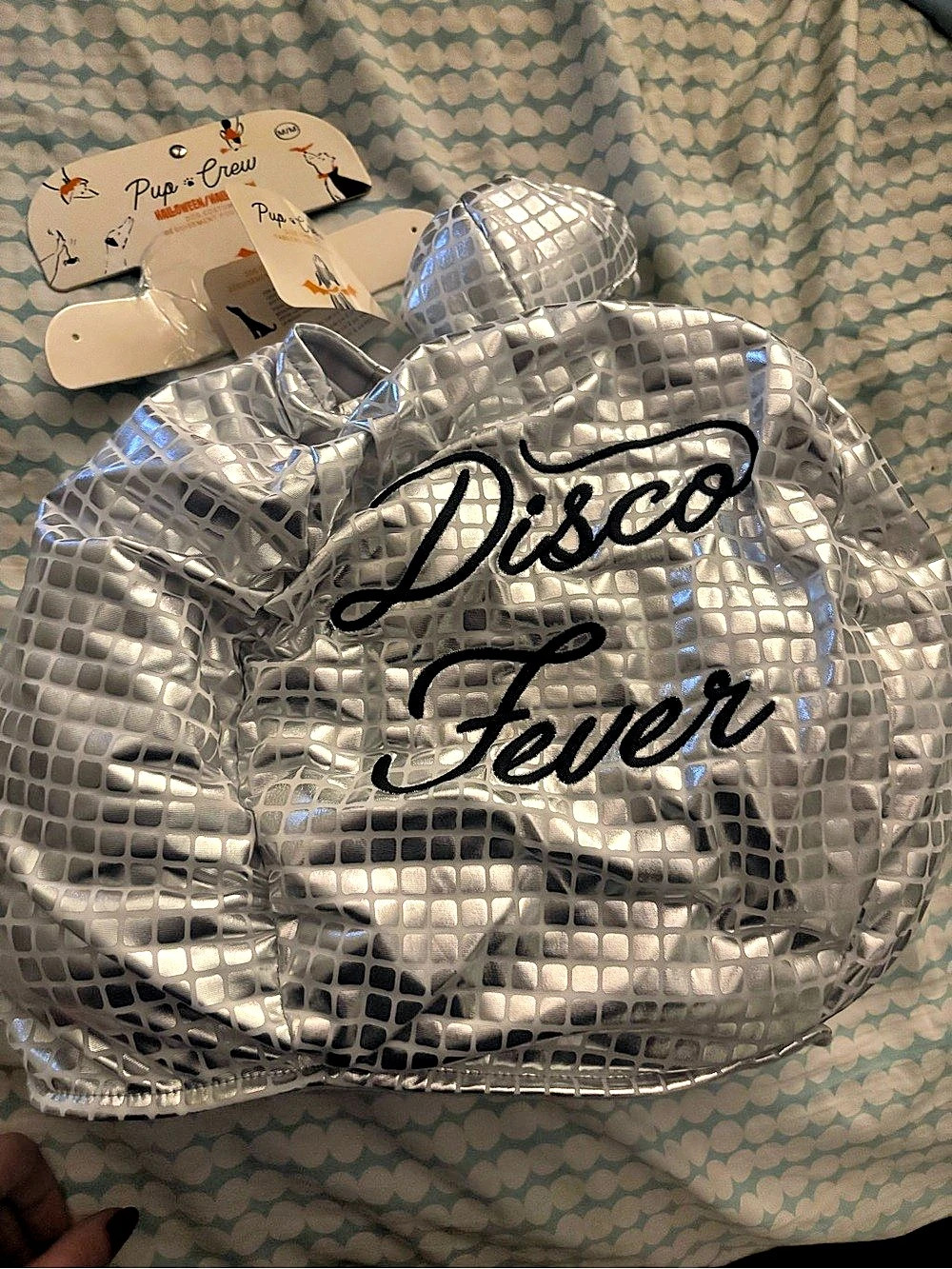 Pup Crew Disco Fever Dog Costume Silver Medium NWT
